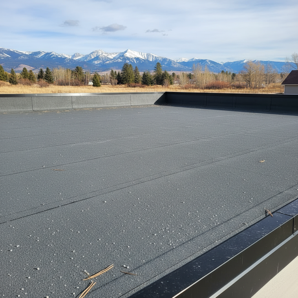 Completed flat roofing work at a residential property in Bozeman, MT