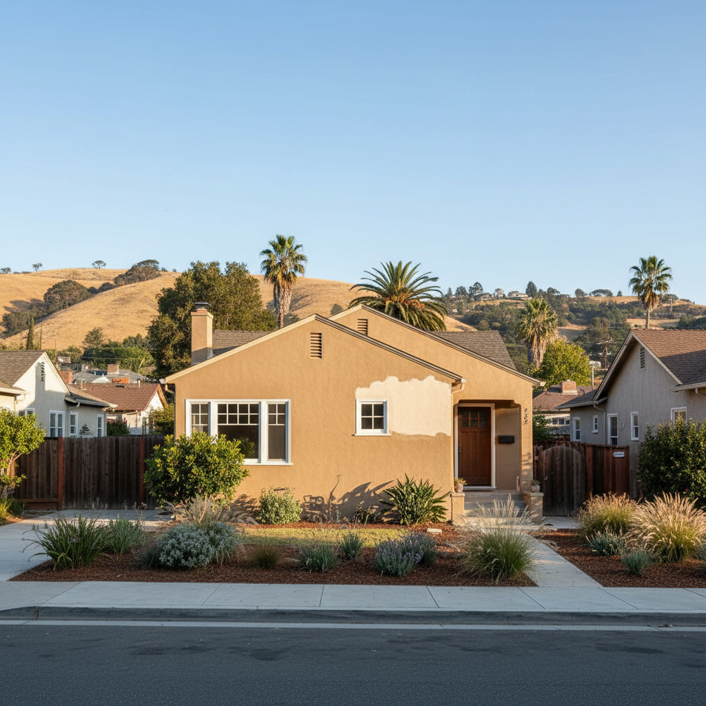 Completed stucco repair work at a residential property in Oakland, CA