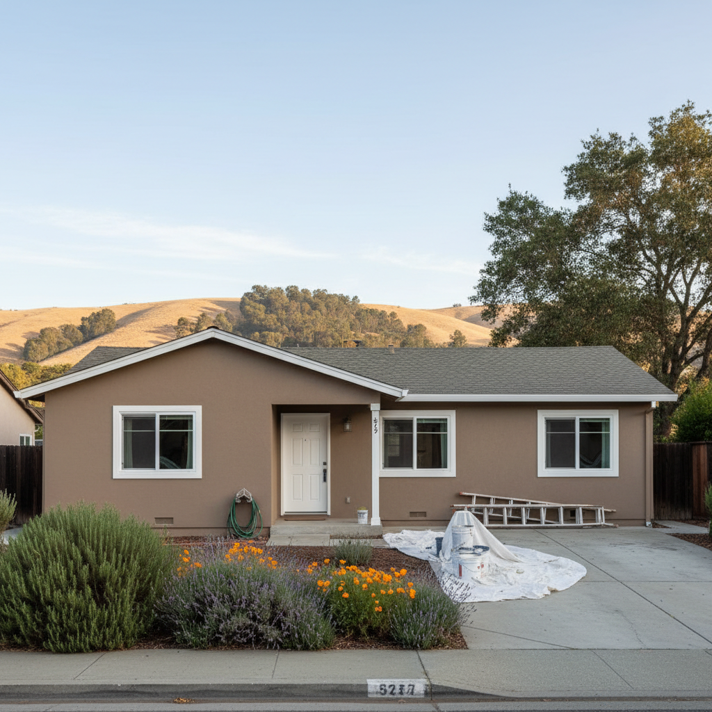Completed stucco painting work at a residential property in Castro Valley, CA