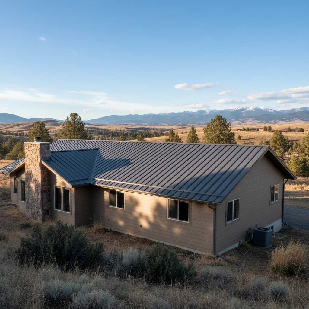 Completed metal roofing work at a residential property in Great Falls, MT