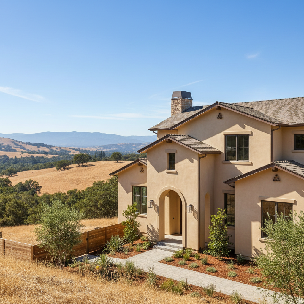 Completed stucco installation work at a residential property in Portola Valley, CA