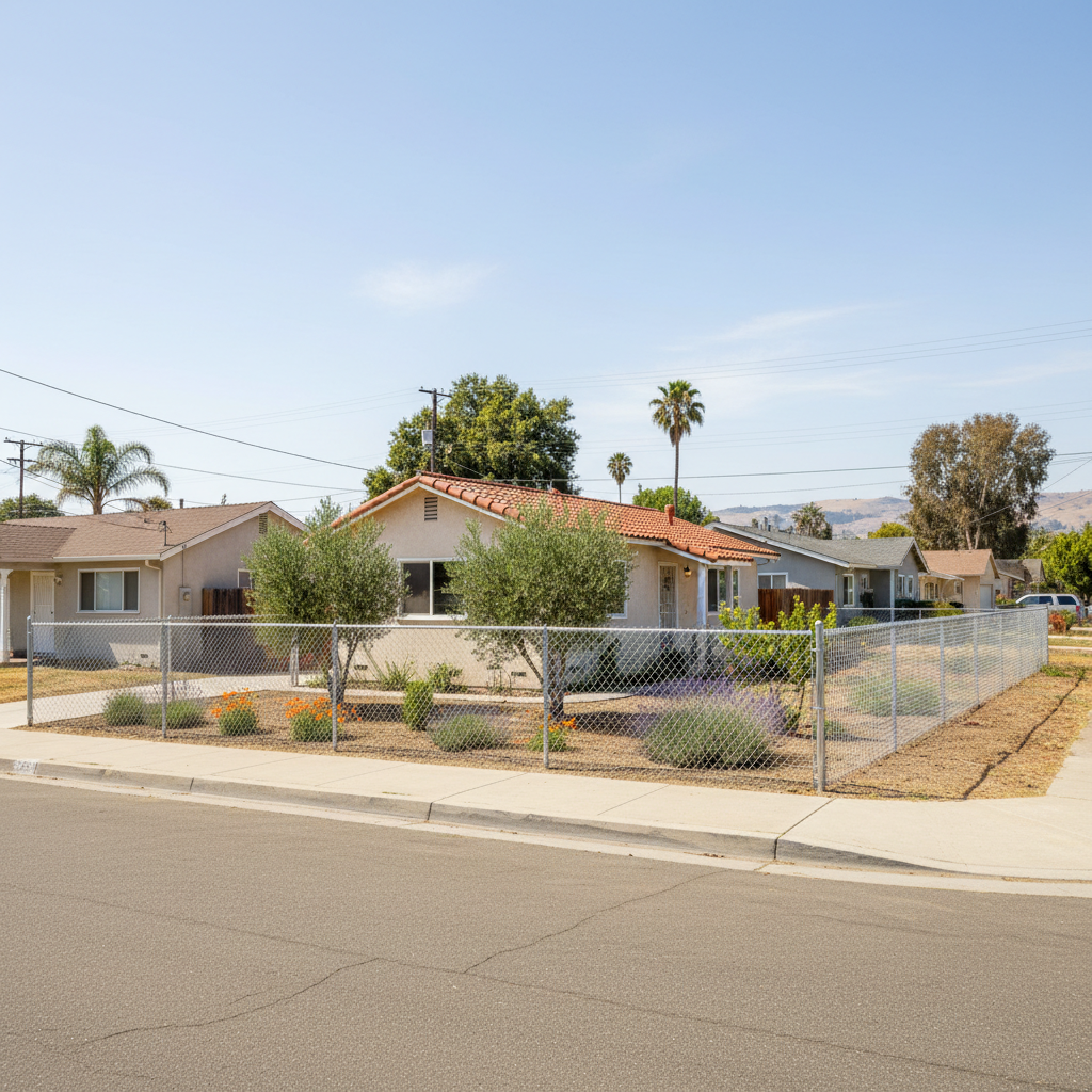 Completed chain link fence installation work at a residential property in Vallejo, CA