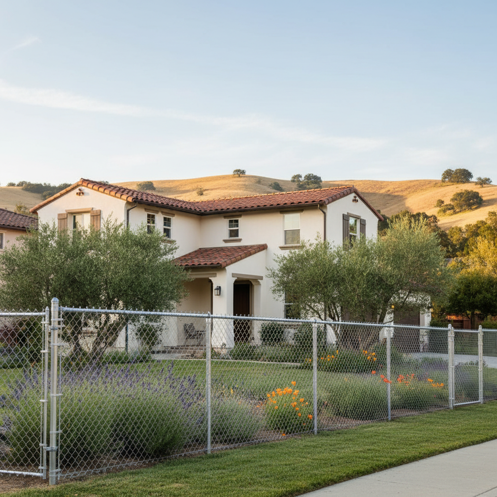 Completed chain link fence installation work at a residential property in Napa, CA