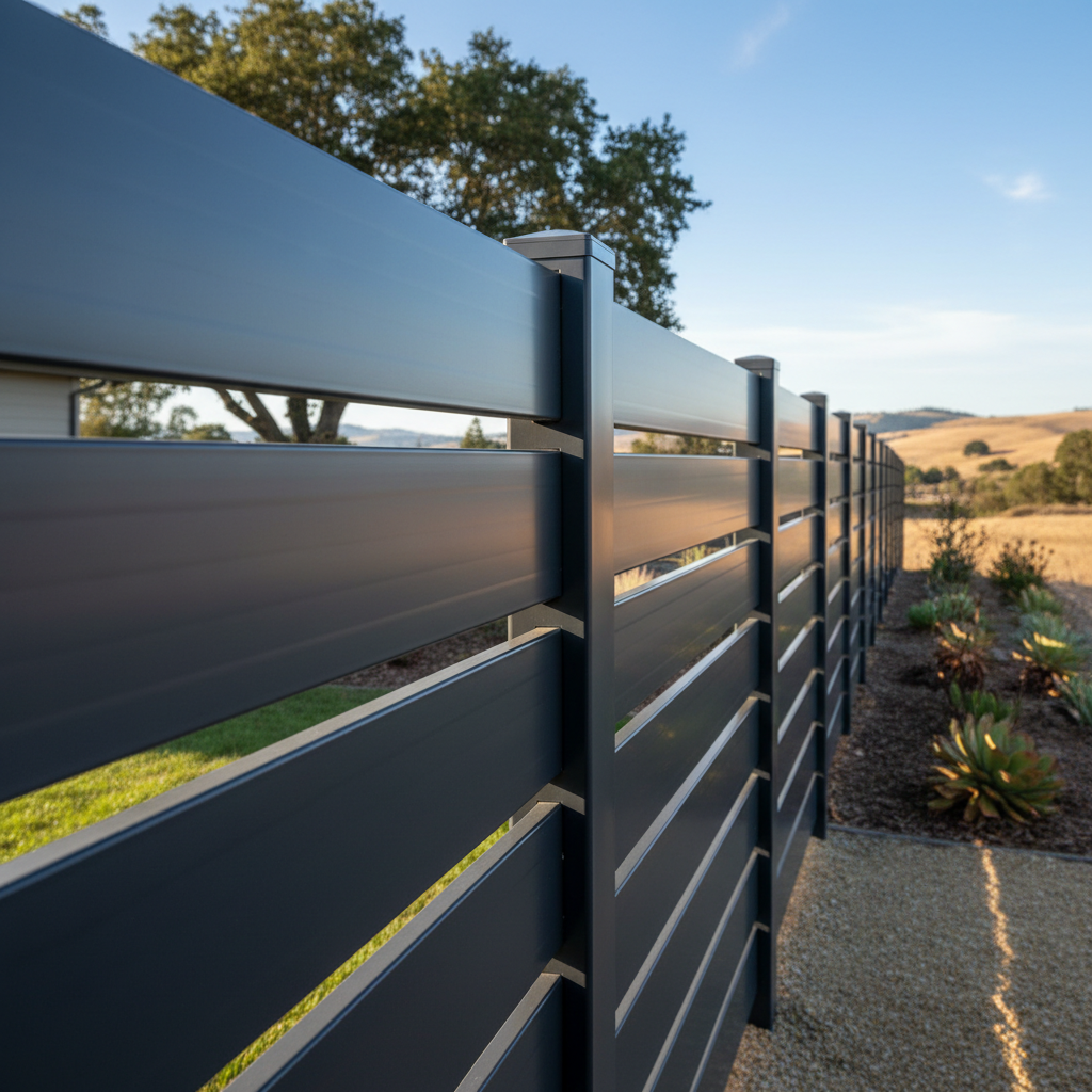 Completed aluminum fence installation work at a residential property in Benicia, CA