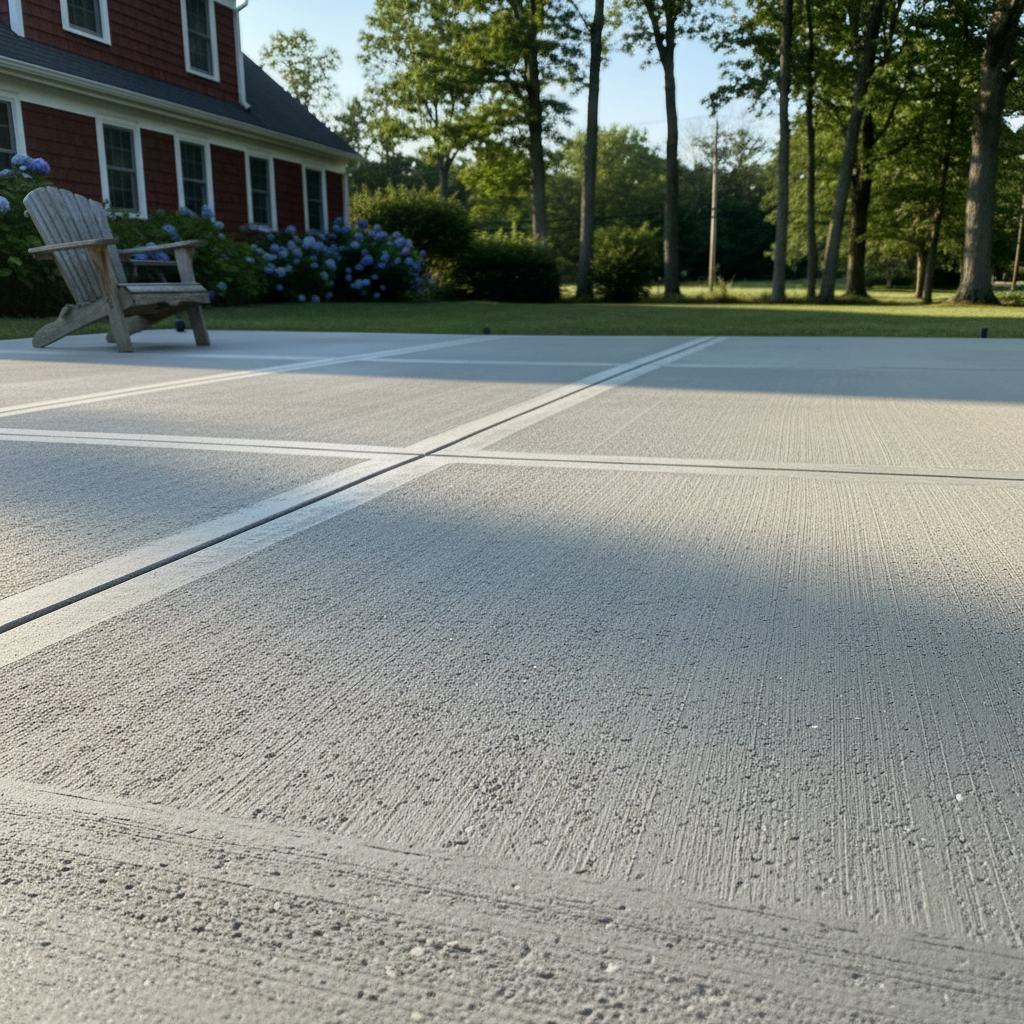 Completed concrete flatwork work at a residential property in Warwick, RI