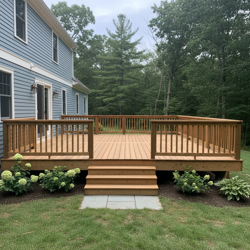 Completed deck repair work at a residential property in Warwick, RI