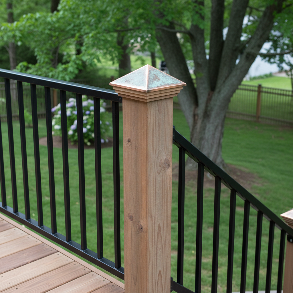 Completed deck railing installation work at a residential property in Pawtucket, RI