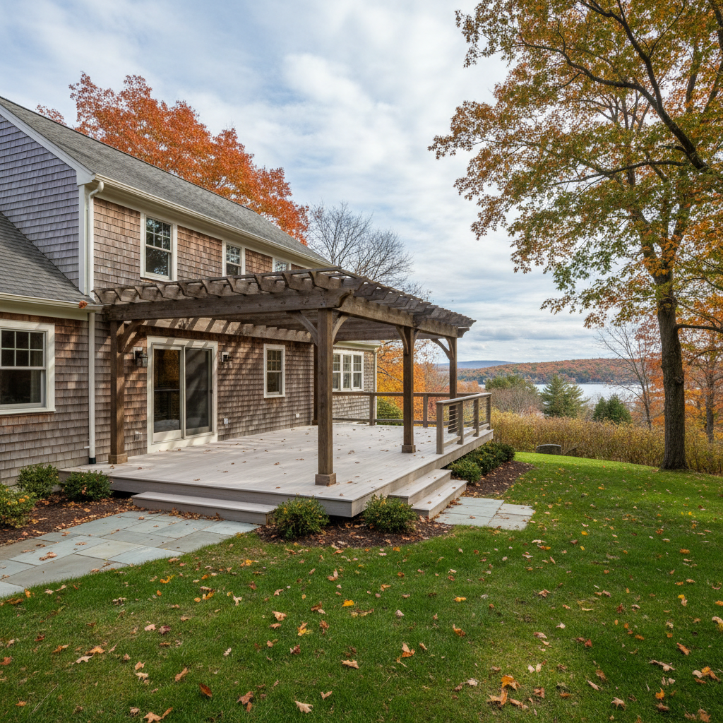 Completed pergola construction work at a residential property in Providence, RI