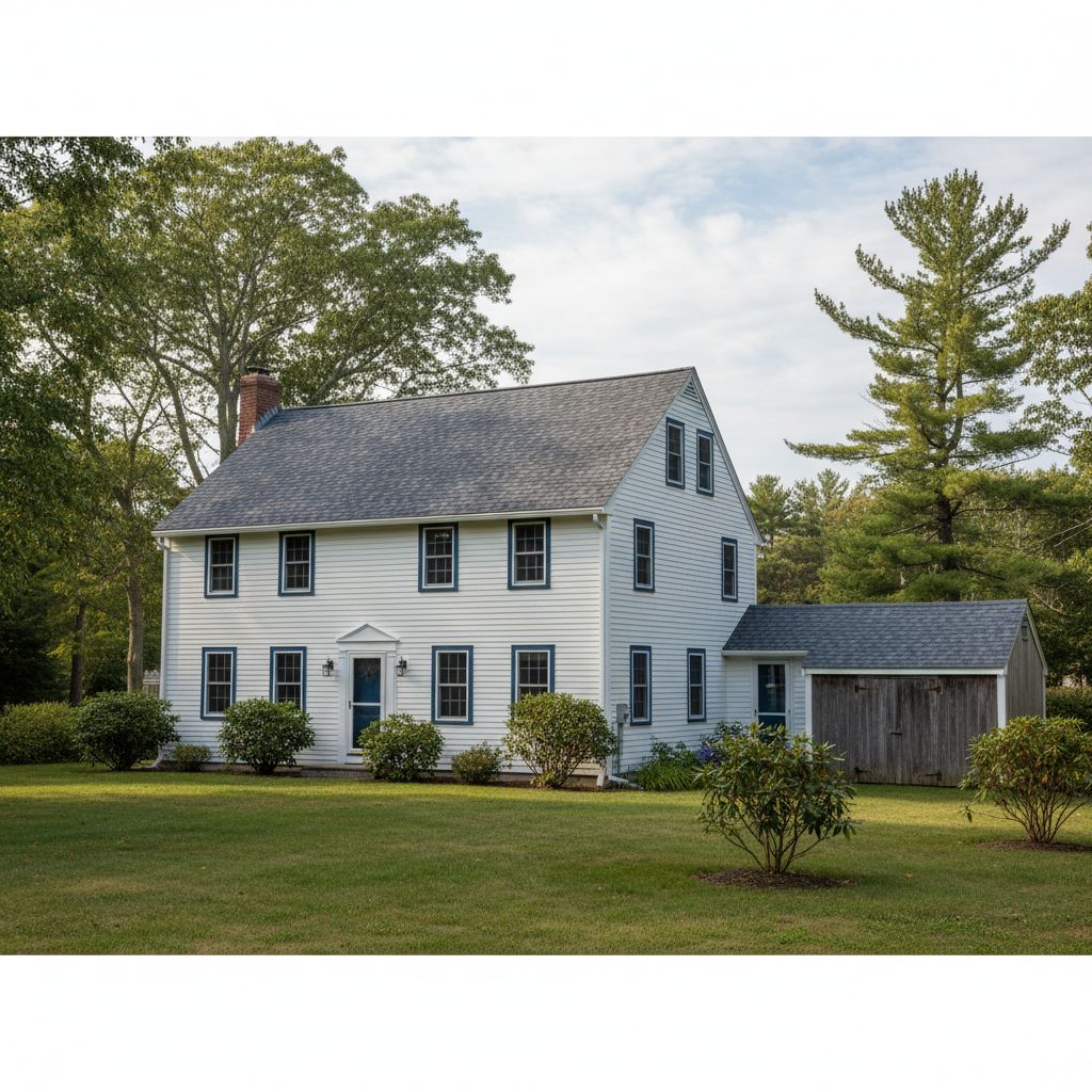 Completed asphalt shingle roofing work at a residential property in Bristol, RI
