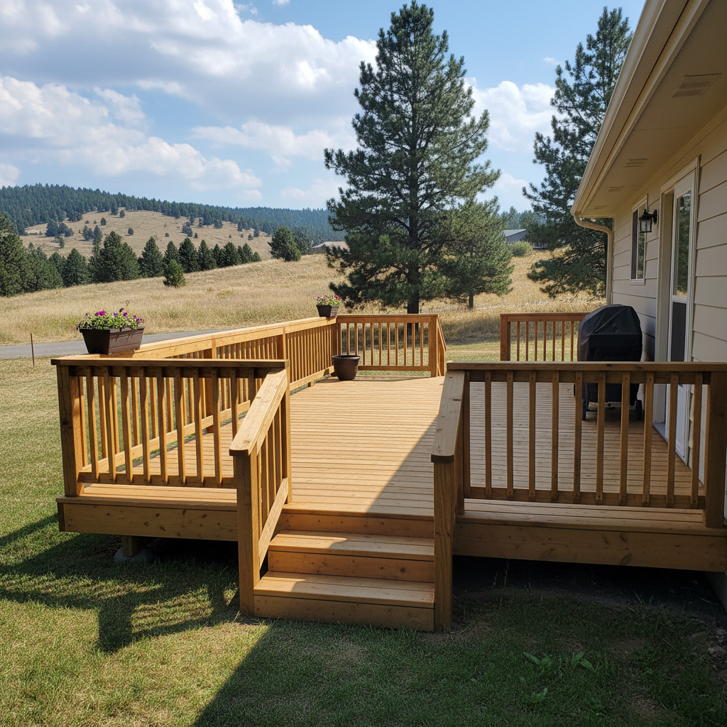 Completed deck repair work at a residential property in Rapid City, SD