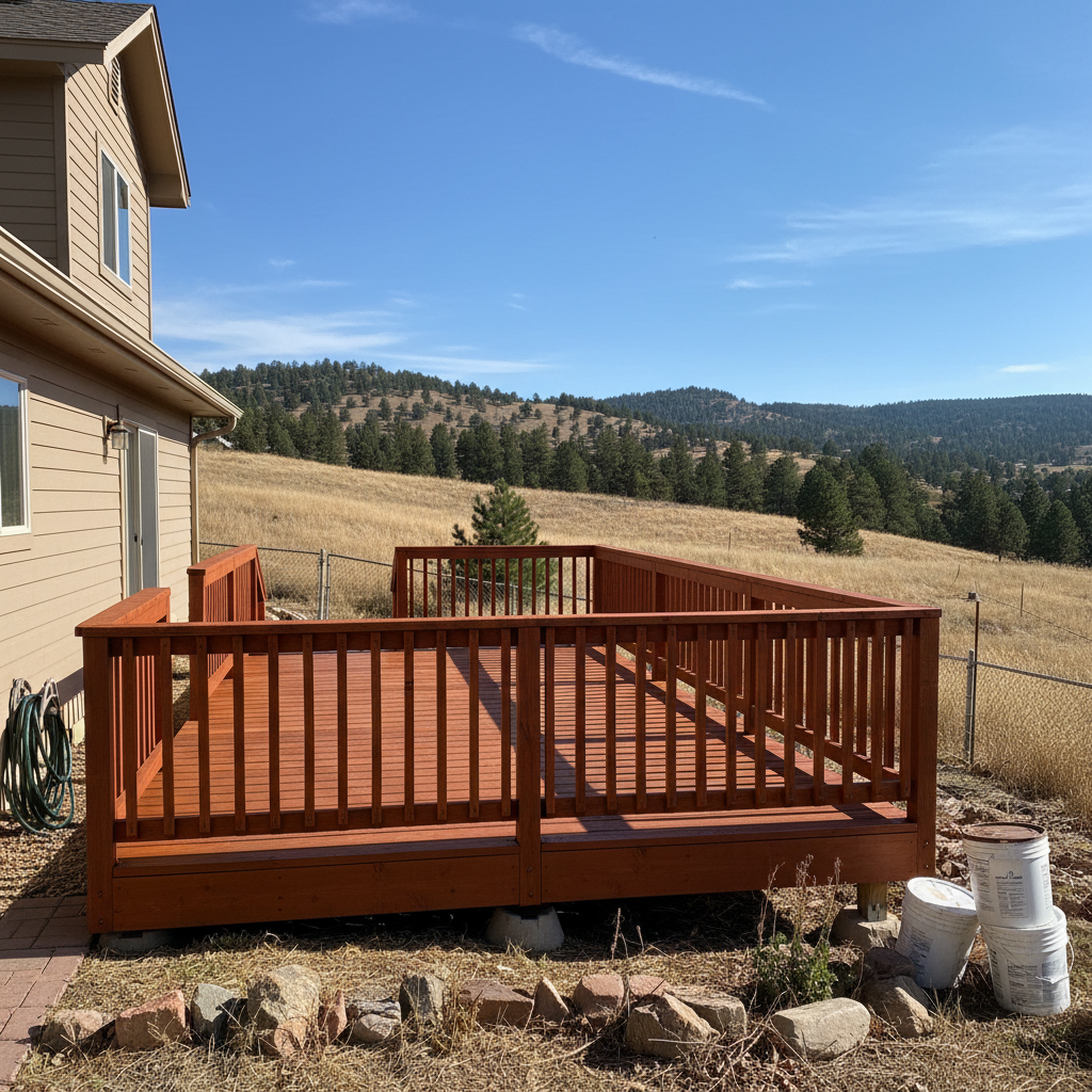 Completed deck staining work at a residential property in Rapid City, SD