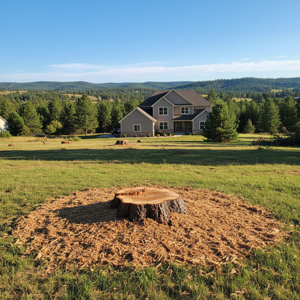 Completed emergency tree removal work at a residential property in Rapid City, SD