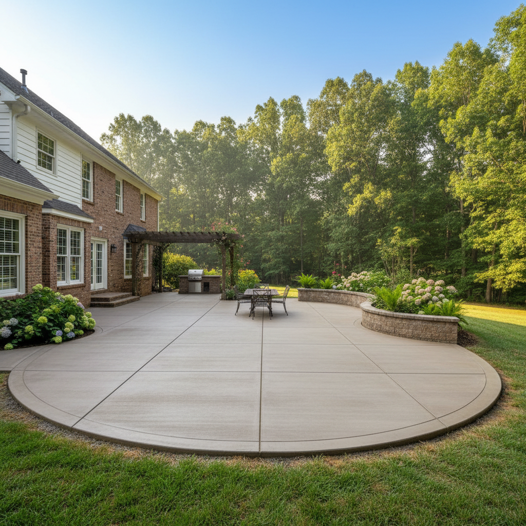 Completed concrete patios work at a residential property in Maryville, TN