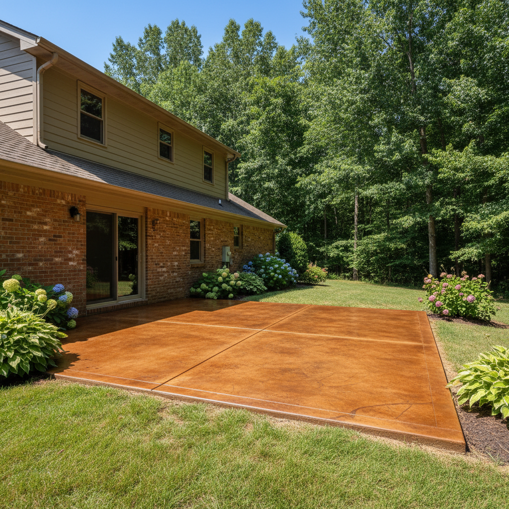 Completed concrete staining work at a residential property in Kingsport, TN