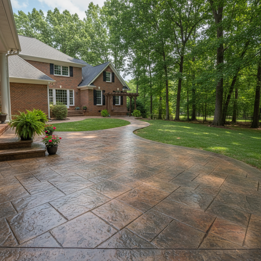 Completed decorative concrete work at a residential property in Jackson, TN