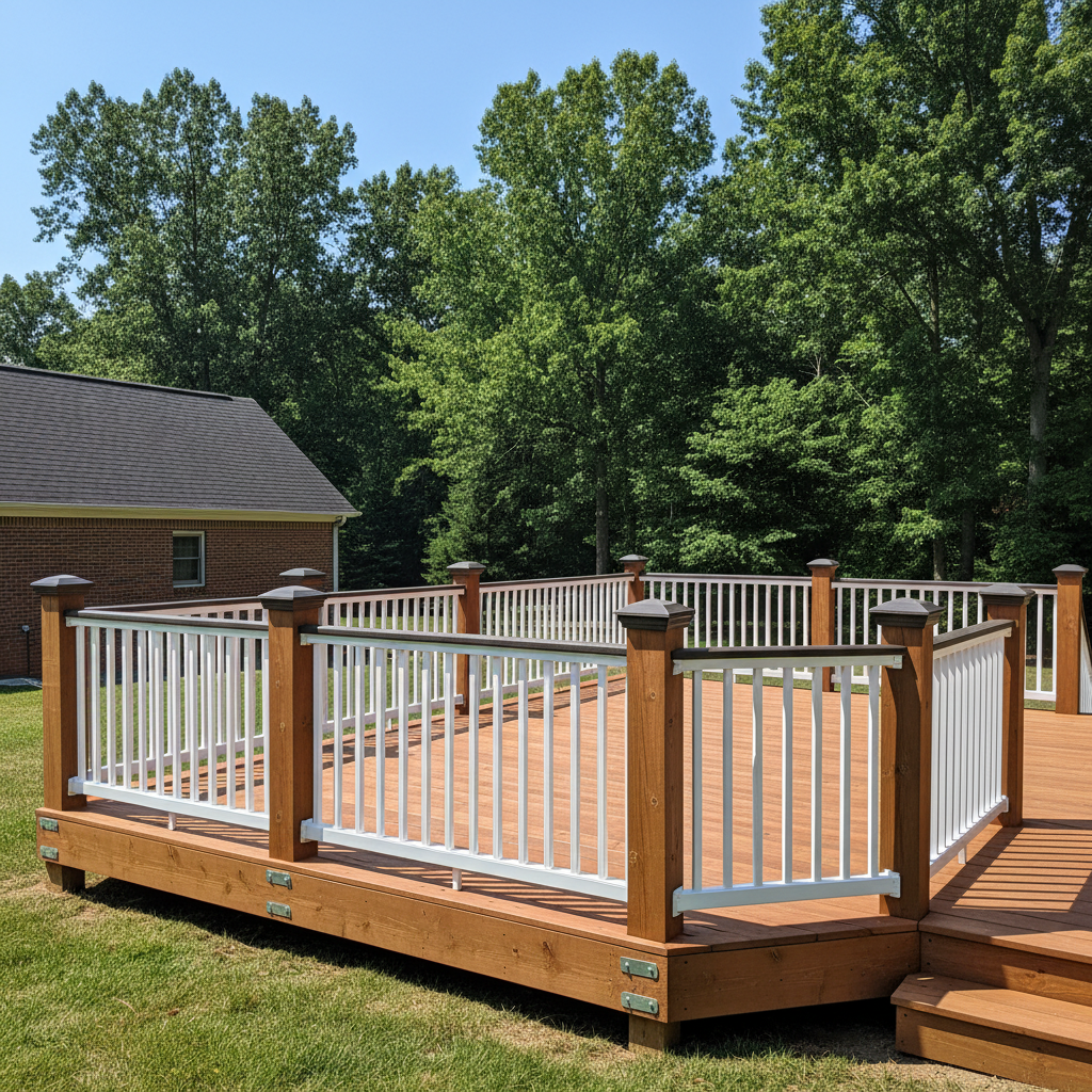 Completed deck railing installation work at a residential property in Knoxville, TN