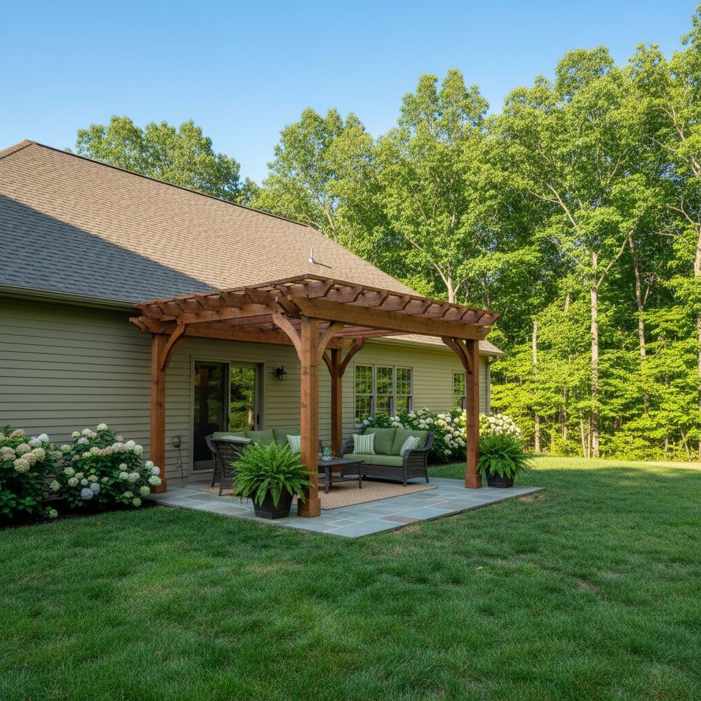 Completed pergola construction work at a residential property in Loudon, TN