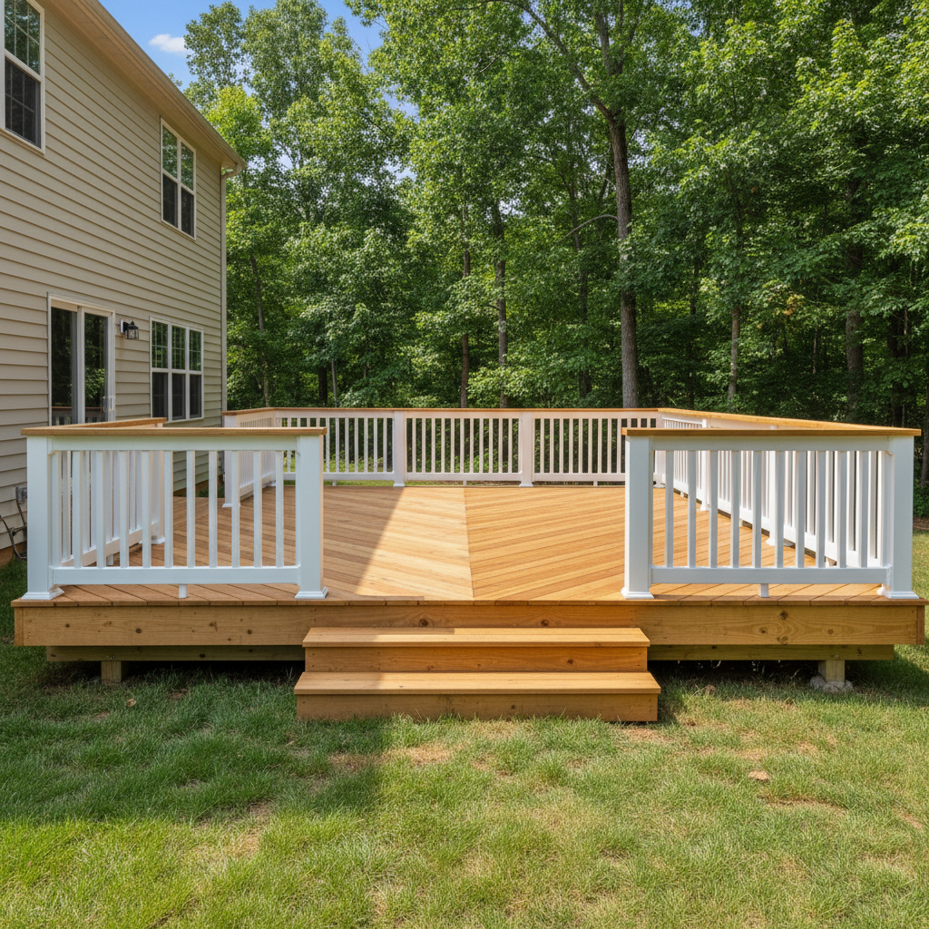 Completed deck construction work at a residential property in Lenoir City, TN