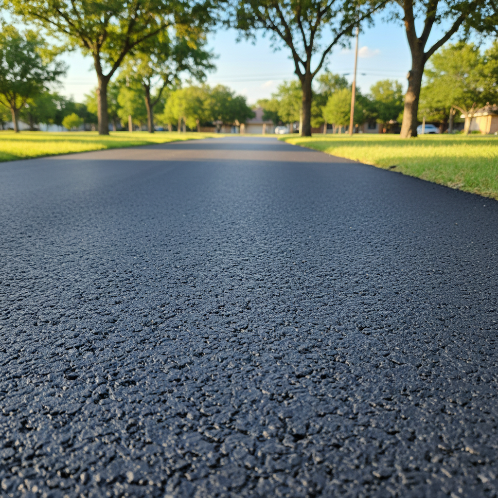 Completed driveway paving work at a residential property in Arlington, TX