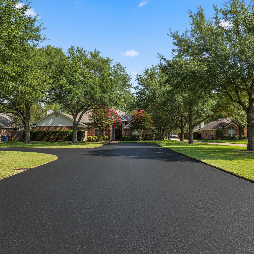 Completed commercial asphalt work at a residential property in Pearland, TX