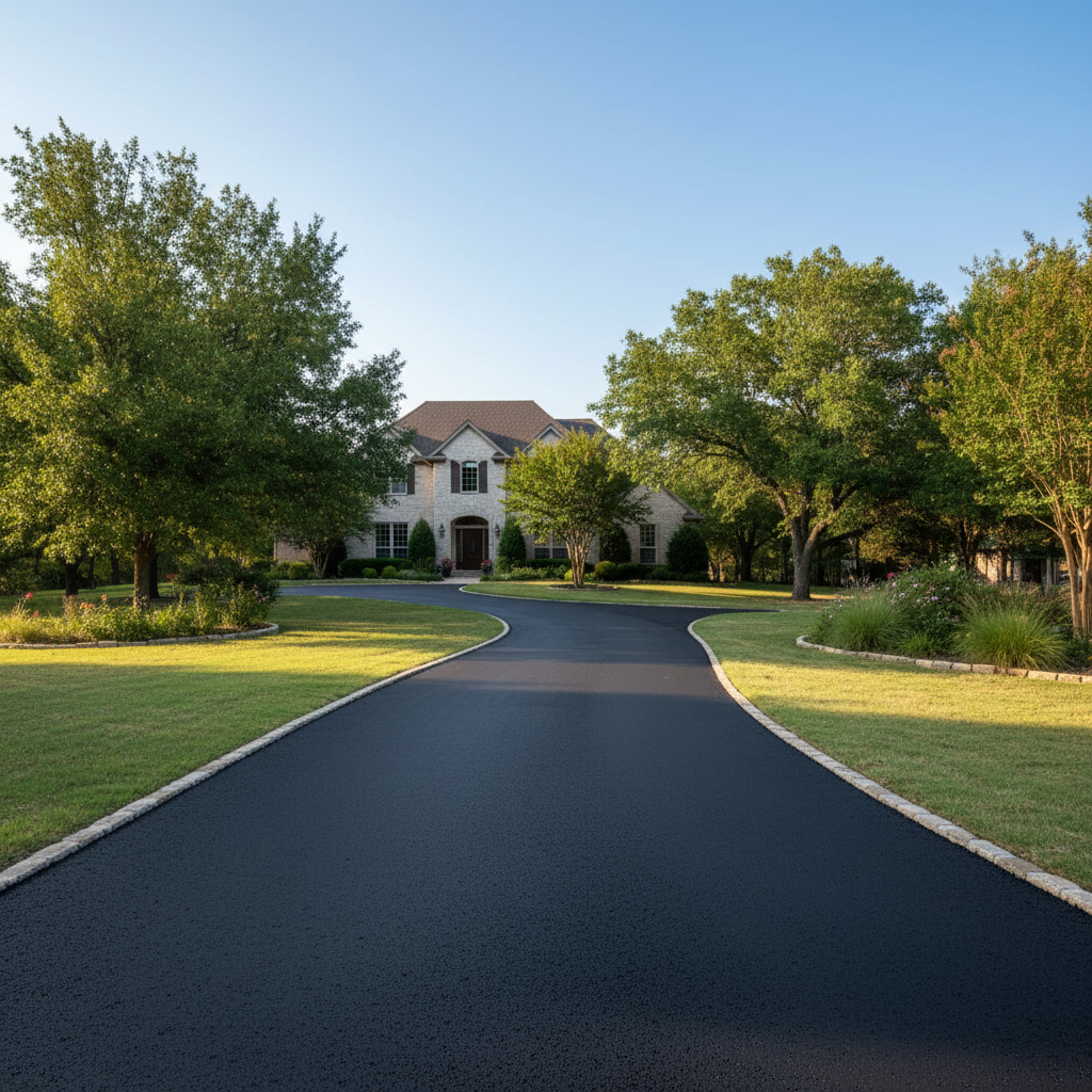 Completed residential asphalt work at a residential property in Fredericksburg, TX