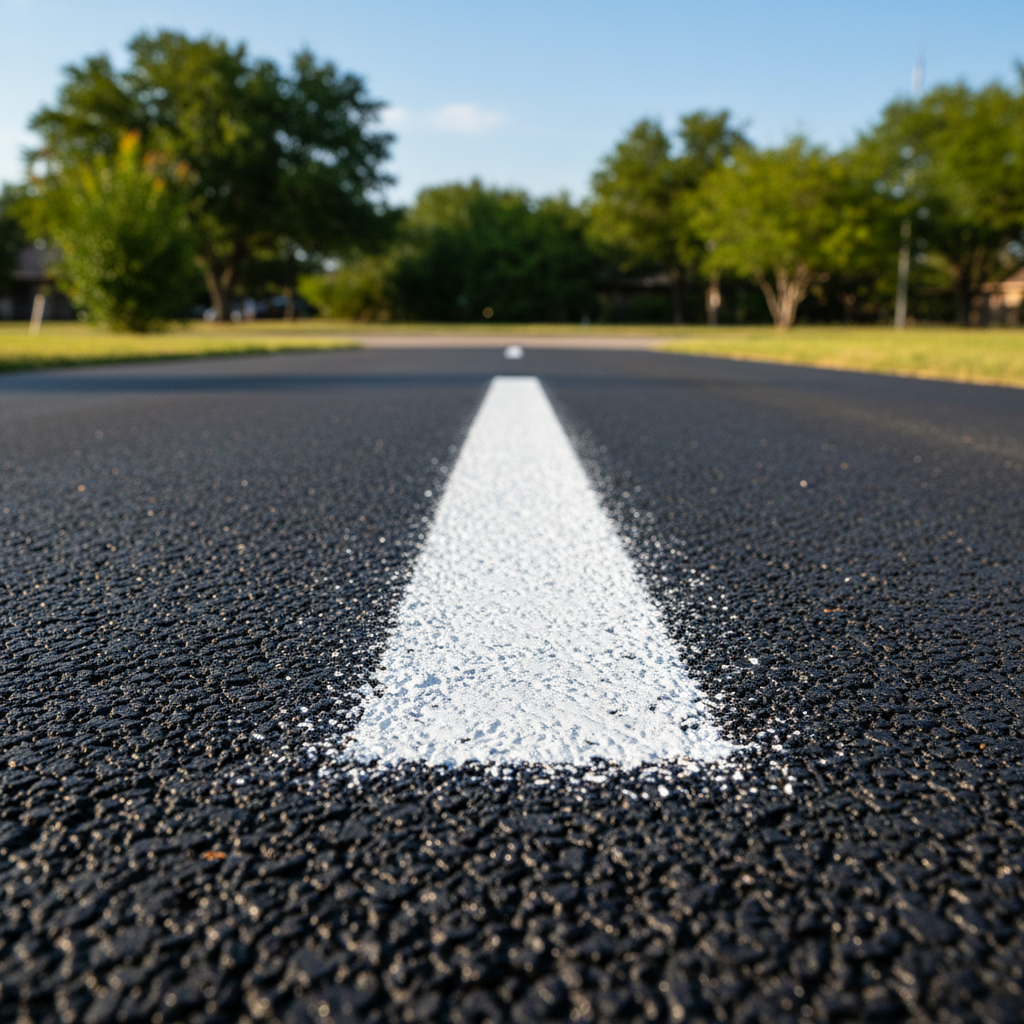 Completed asphalt striping work at a residential property in Kyle, TX