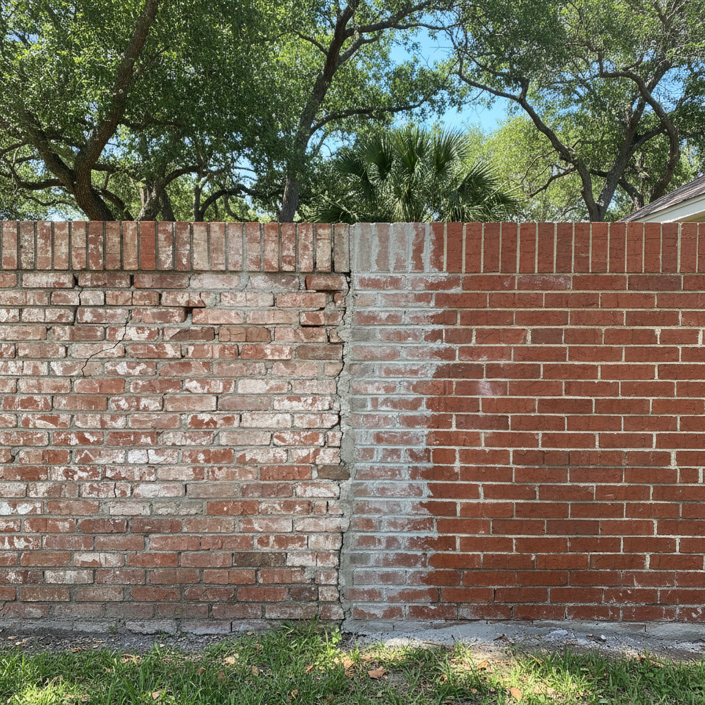 Completed tuckpointing work at a residential property in Rosenberg, TX