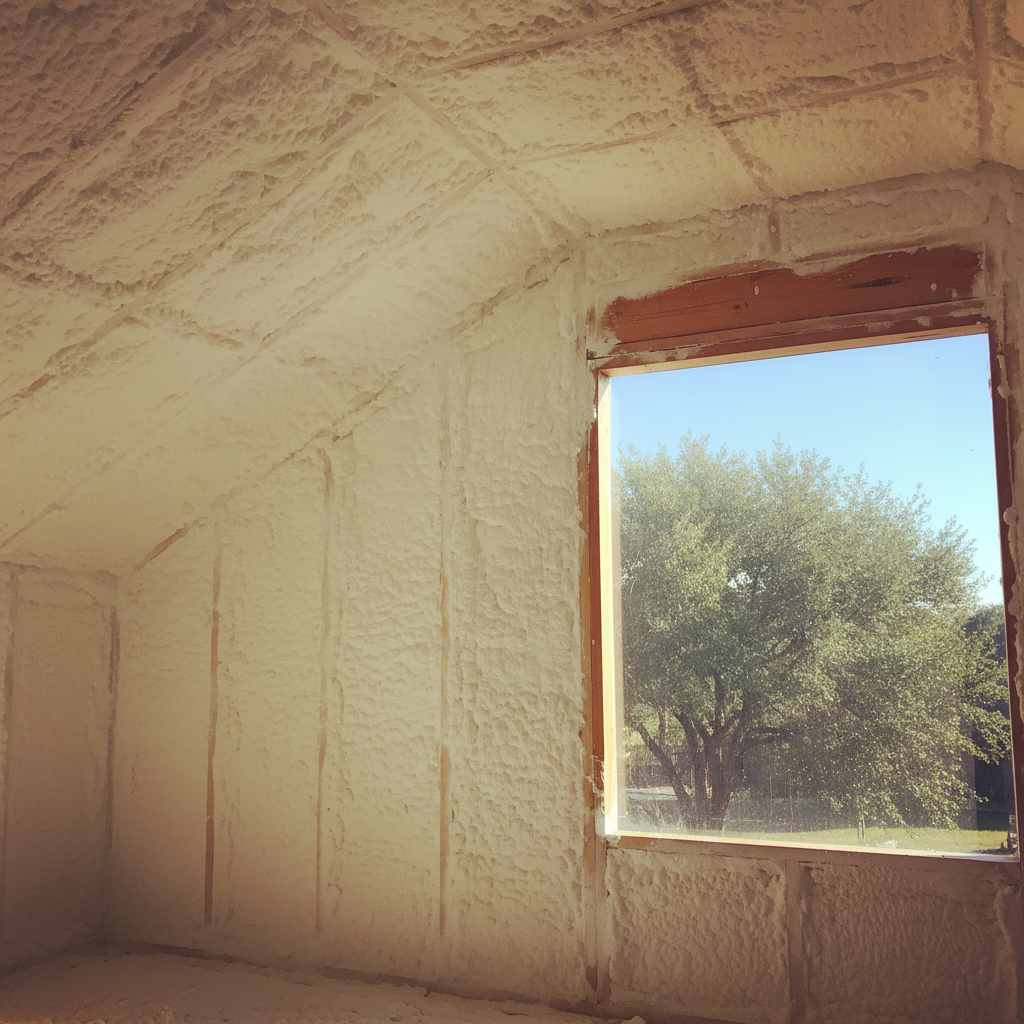 Completed open cell spray foam work at a residential property in Arlington, TX