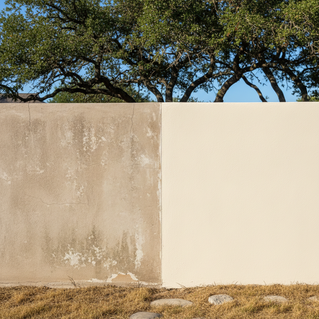 Completed stucco replacement work at a residential property in Round Rock, TX