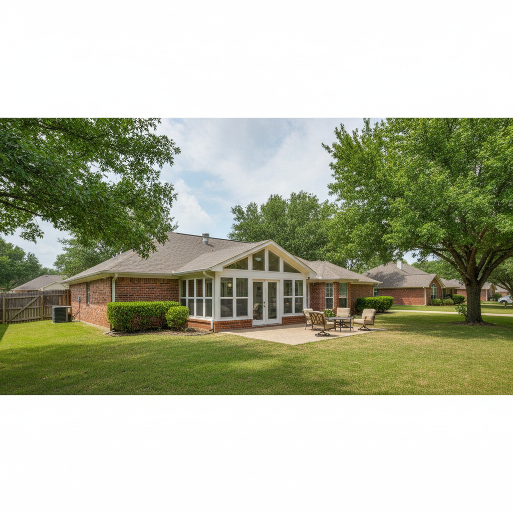 Completed sunroom remodeling work at a residential property in Canton, TX