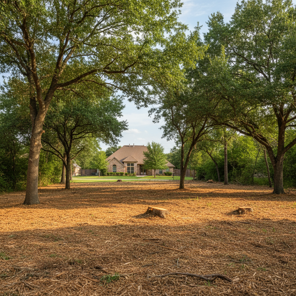Completed lot clearing work at a residential property in Bee Cave, TX