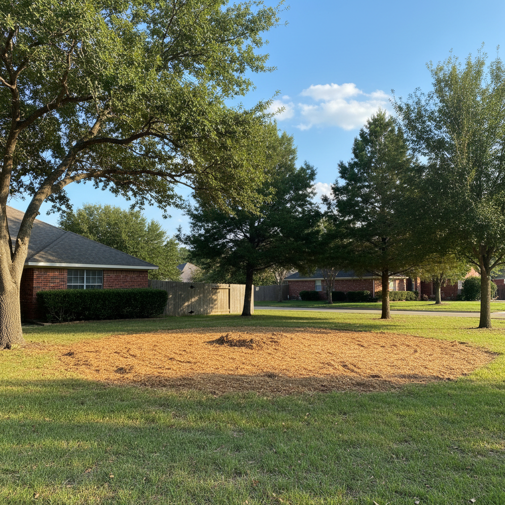Completed tree removal work at a residential property in Kyle, TX