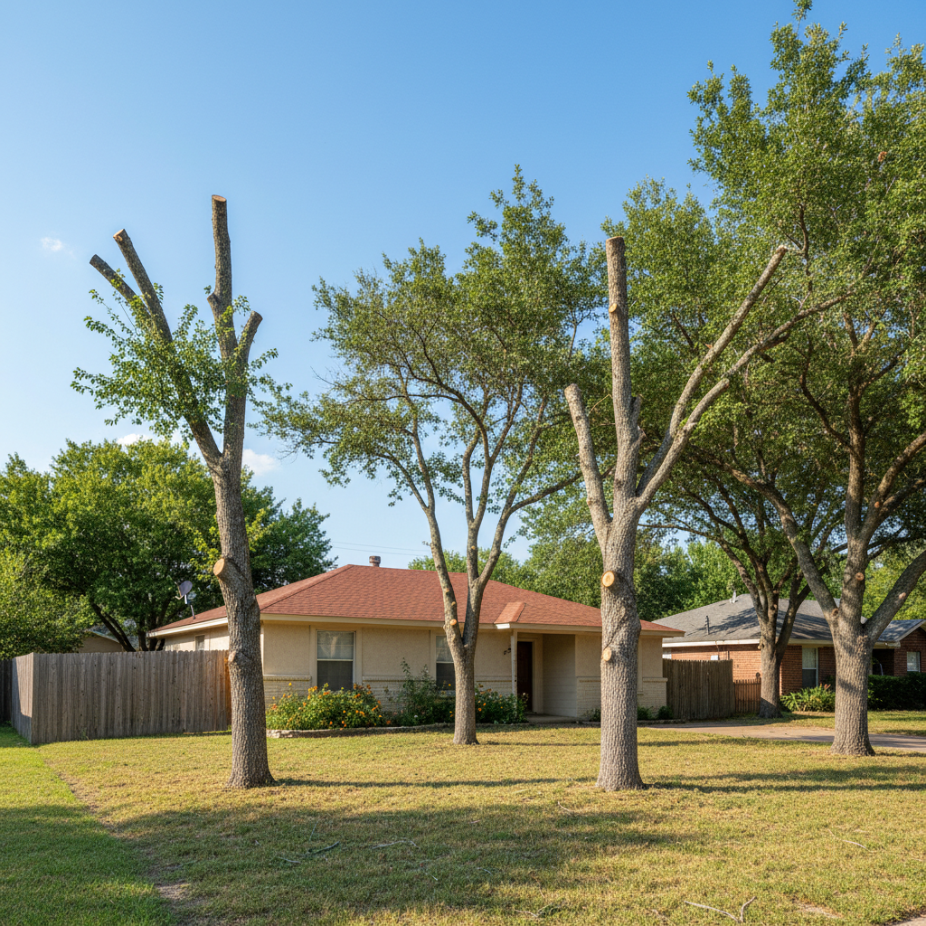 Completed tree trimming work at a residential property in Converse, TX