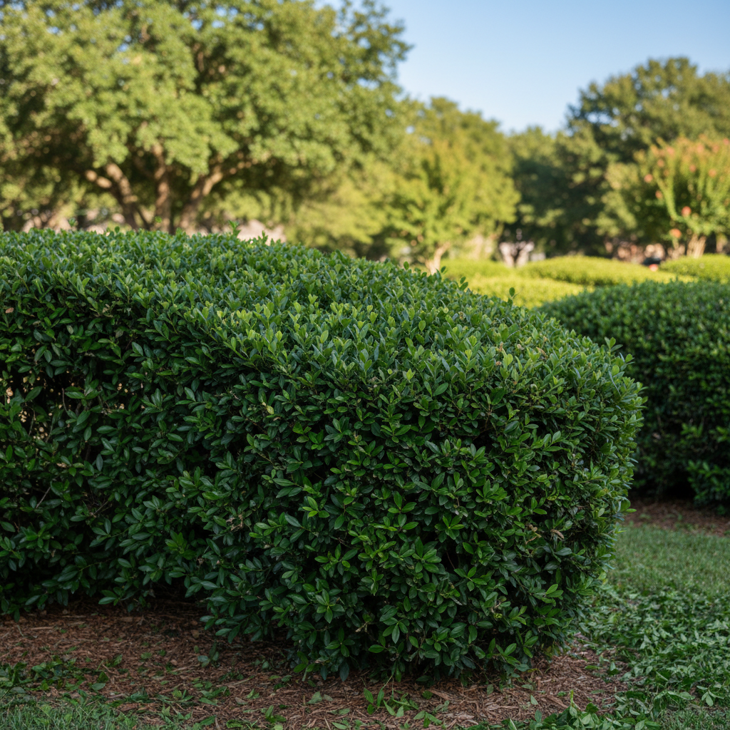 Completed shrub & bush trimming work at a residential property in Luling, TX