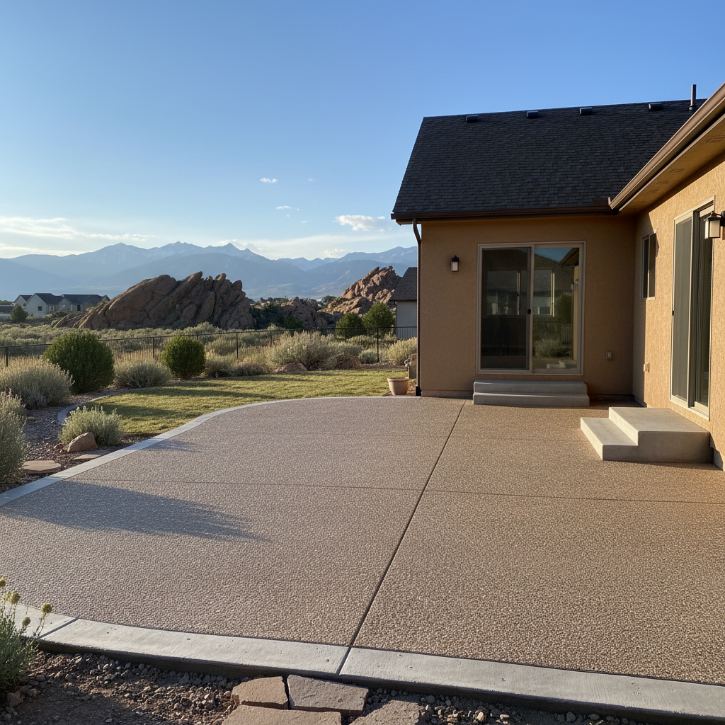 Completed concrete patios work at a residential property in Salt Lake City, UT
