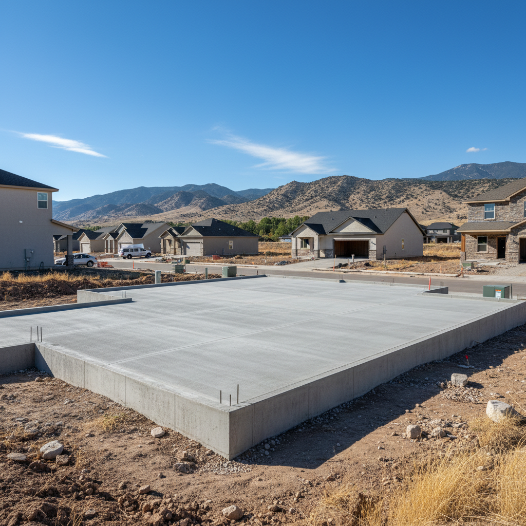 Completed concrete foundations work at a residential property in Lehi, UT