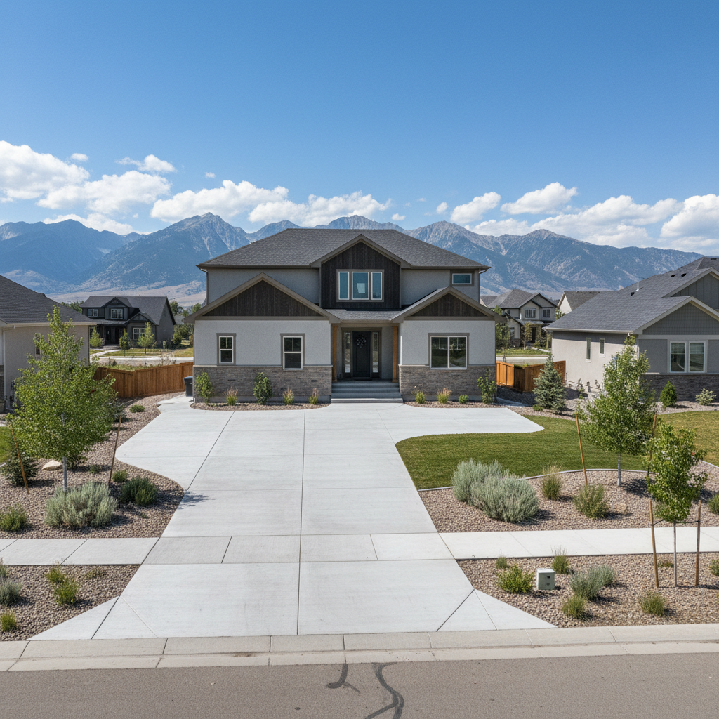 Completed concrete flatwork work at a residential property in Lehi, UT