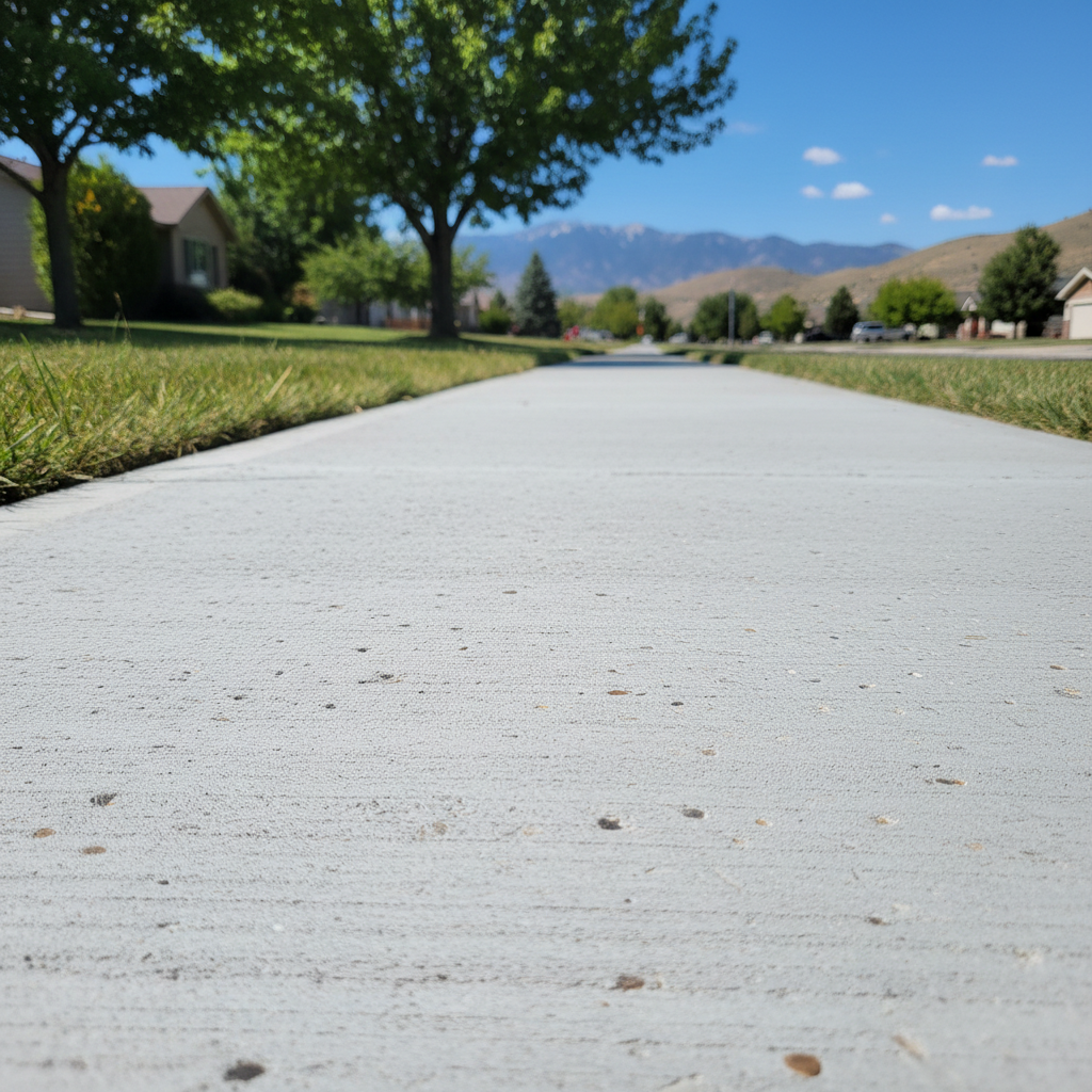 Completed concrete sidewalks work at a residential property in Murray, UT