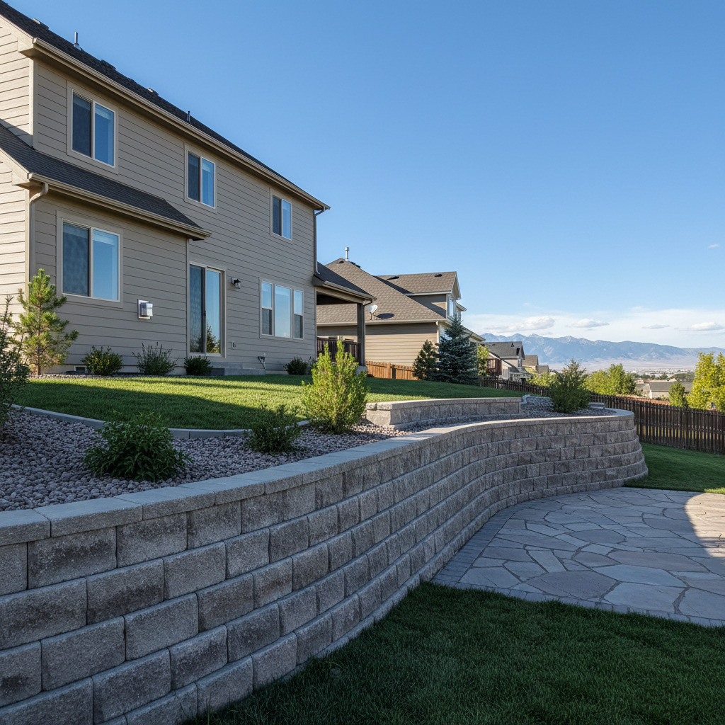 Completed concrete retaining walls work at a residential property in Taylorsville, UT