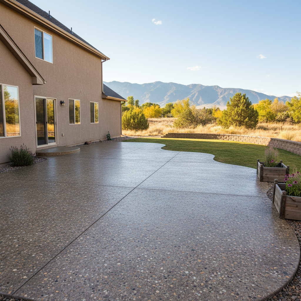 Completed concrete patios work at a residential property in Taylorsville, UT