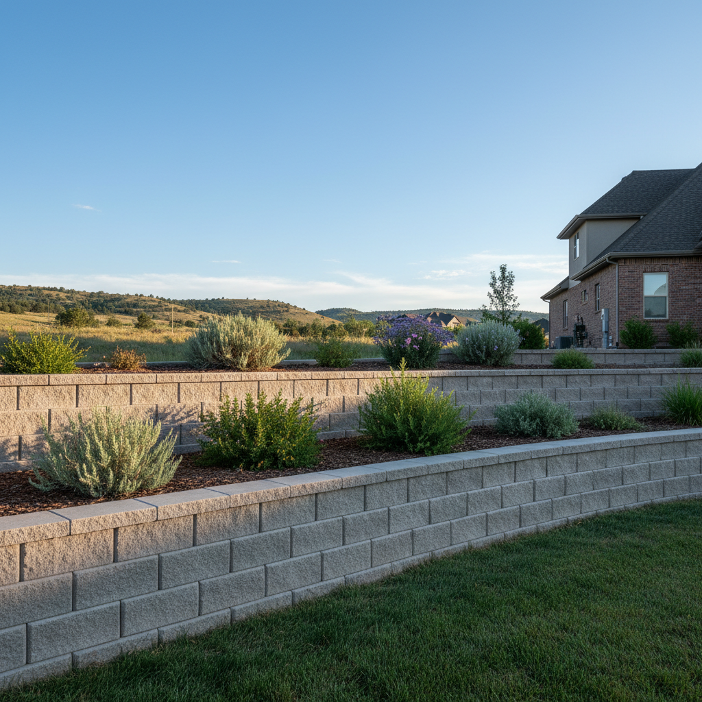 Completed concrete retaining walls work at a residential property in Orem, UT