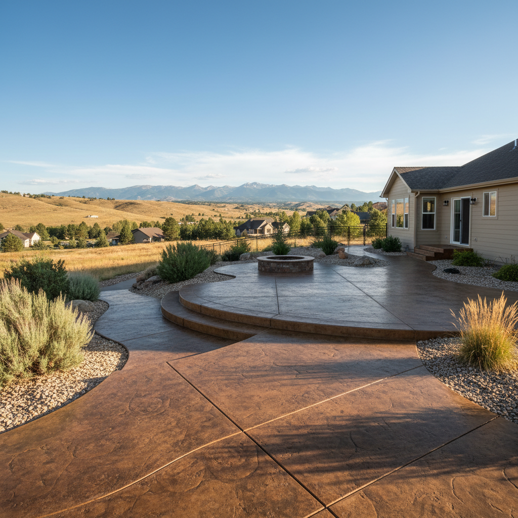 Completed concrete staining work at a residential property in Ogden, UT