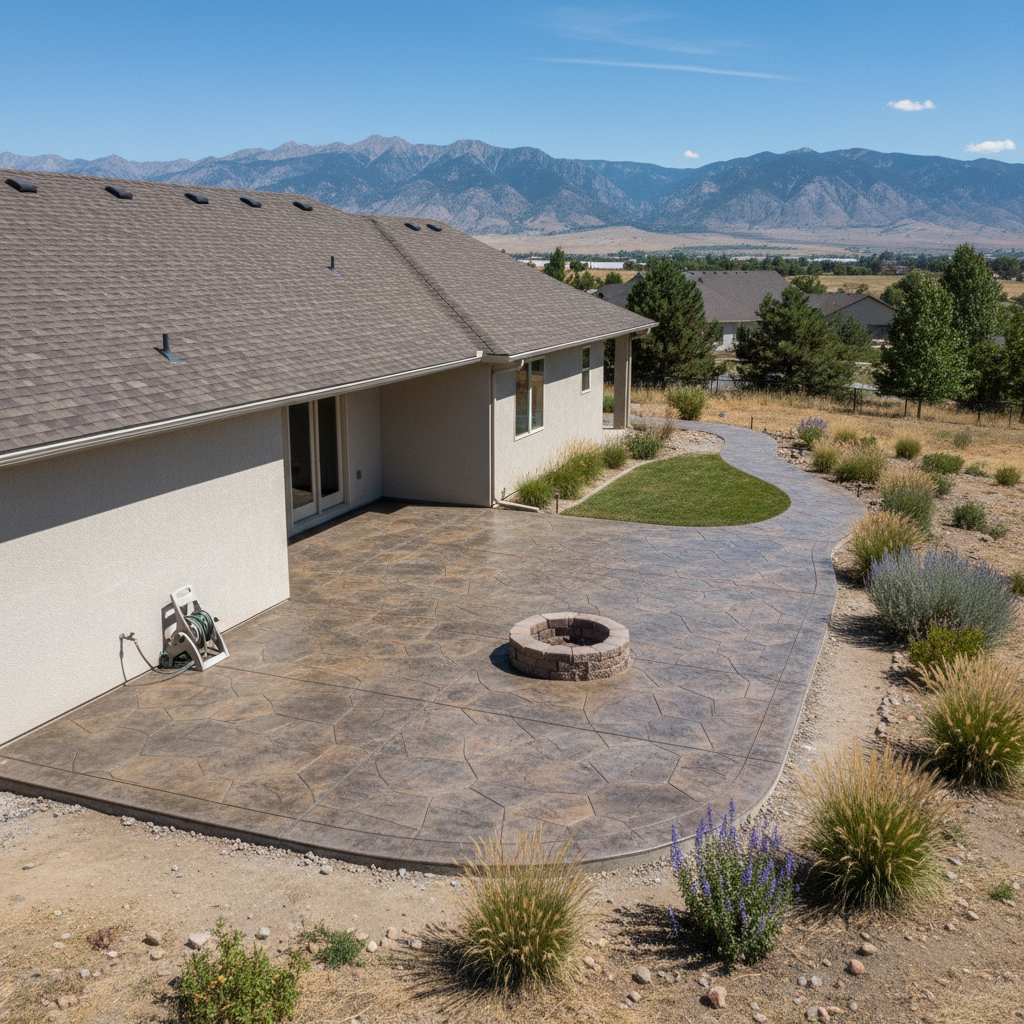 Completed stamped concrete work at a residential property in Ogden, UT