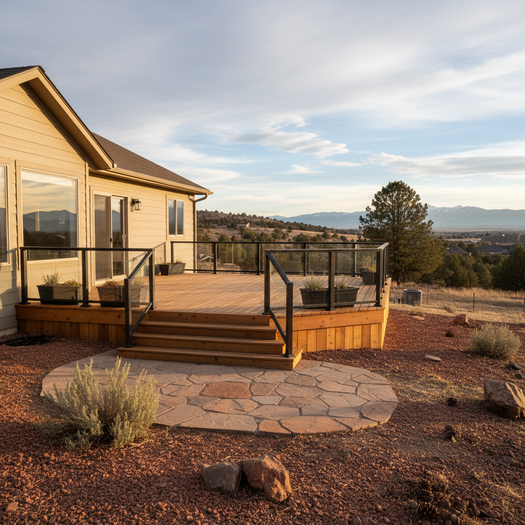 Completed deck construction work at a residential property in Roosevelt, UT