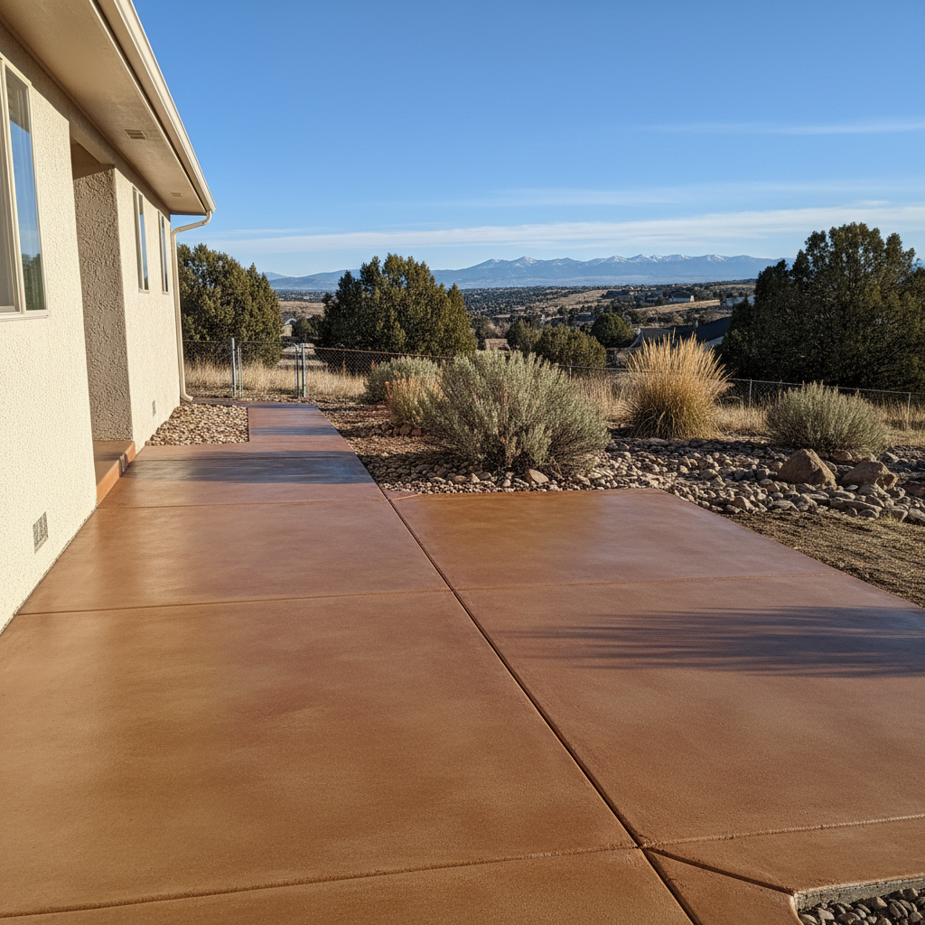 Completed concrete staining work at a residential property in Logan, UT