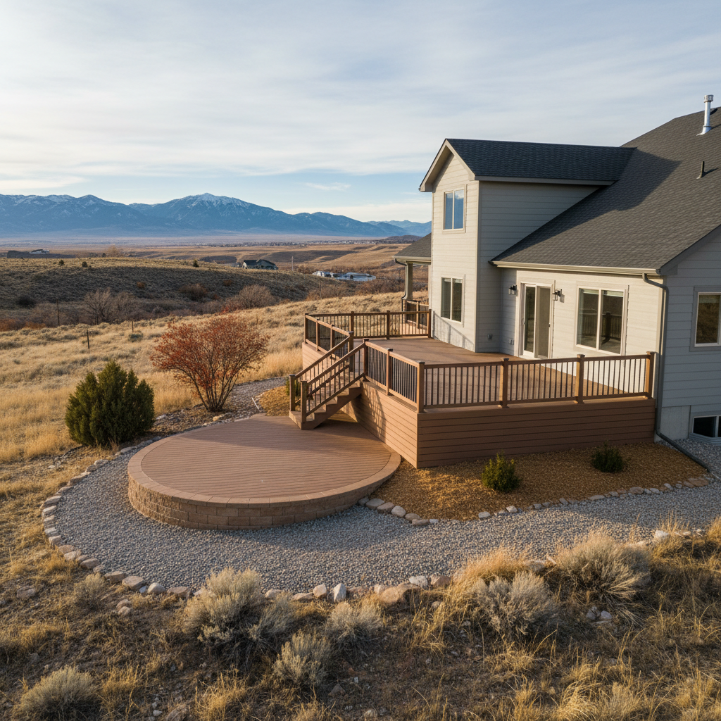 Completed trex decks work at a residential property in Roosevelt, UT
