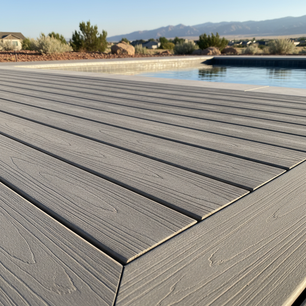 Completed pool decks work at a residential property in Clearfield, UT
