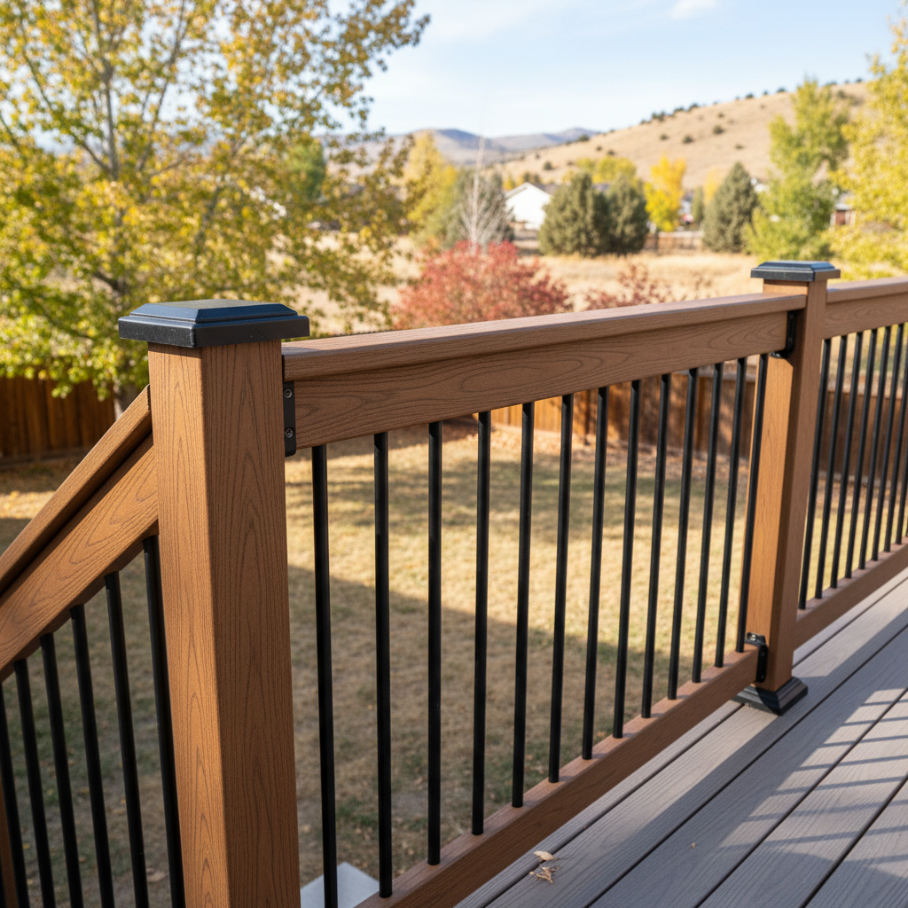 Completed deck railing installation work at a residential property in Clearfield, UT