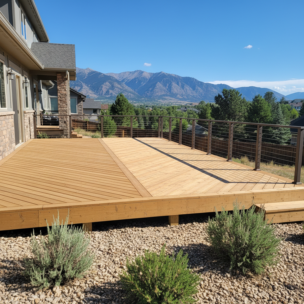 Completed deck construction work at a residential property in Brigham City, UT