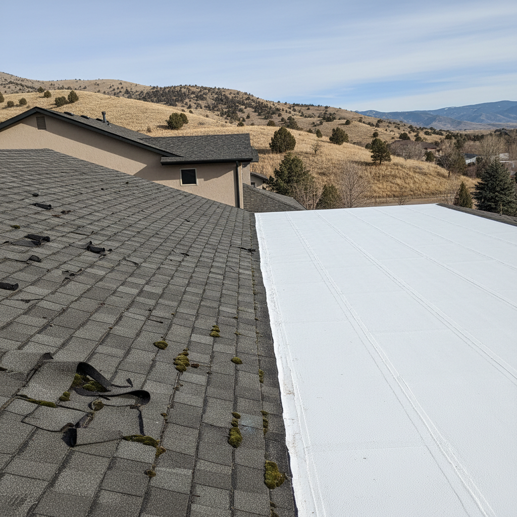 Completed flat roofing work at a residential property in Ogden, UT